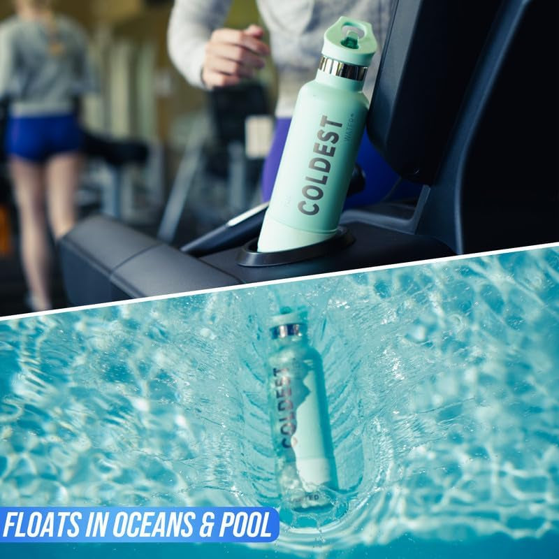 Coldest Insulated Water Bottle with Straw Lid - Stainless Steel Metal Insulated Bottle for Men & Women (Oceanic Green, 32 Oz)